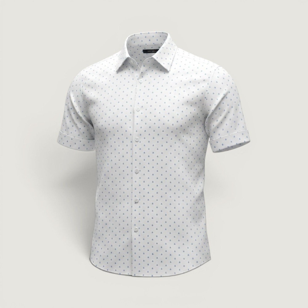 John Varvatos Button Down Shirt‎ Mens Small White Blue Star Print